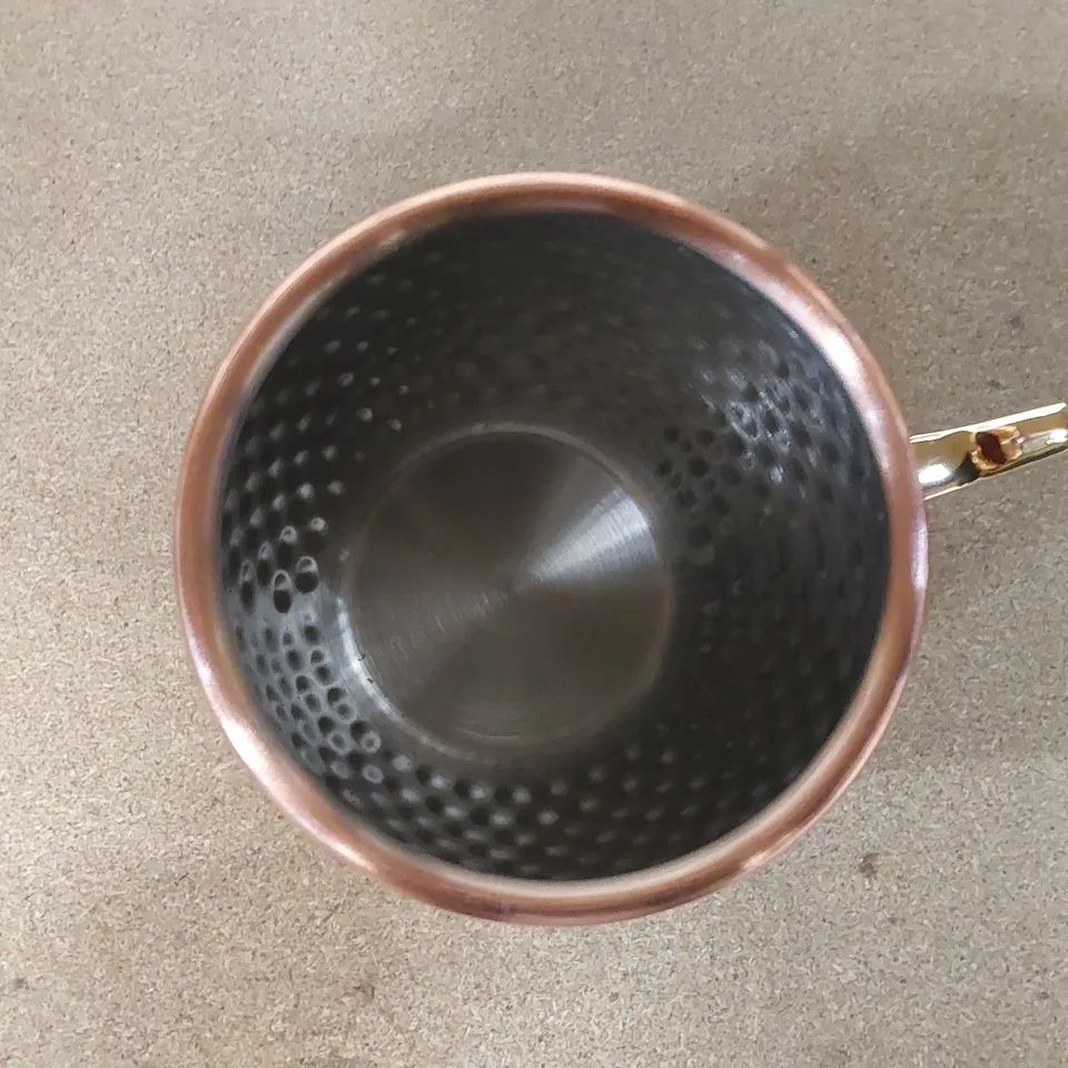 BOXED GENWARE BARREL COPPER MUG 40CL/14OZ HAMMERED (1 BOX)