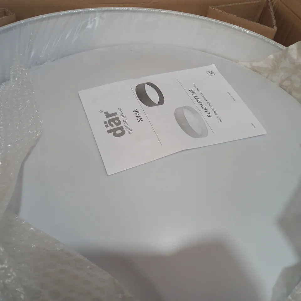 DAR LIGHTING GROUP 3 LIGHT FLUSH WHITE FAUX SILK CEILING LIGHT