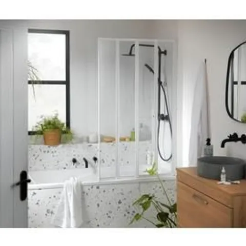 BOXED ARGOS HOME 1400x840mm FOLDING BATH SHOWER SCREEN - WHITE