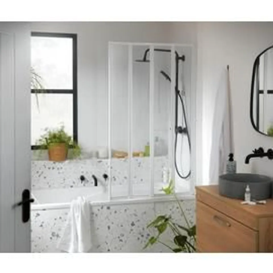 BOXED ARGOS HOME 1400x840mm FOLDING BATH SHOWER SCREEN - WHITE