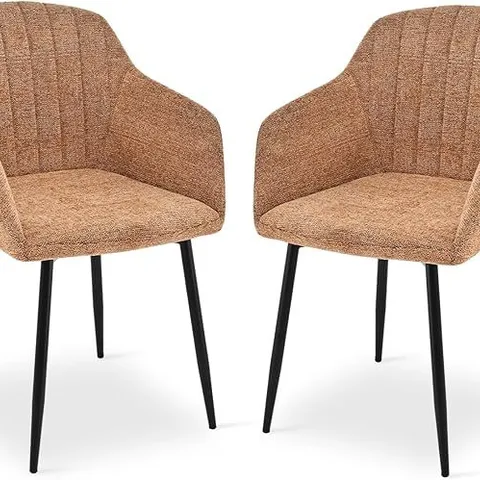 BOXED DINING CHAIRS SET OF 2 CHENILLE ARMCHAIR FOR LIVING ROOM WITH METAL LEGS KITCHEN CHAIRS, ORANGE