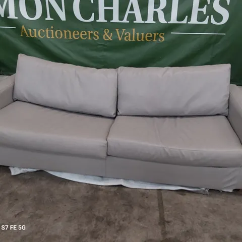DESIGNER FOUR SEATER METAL ACTION SOFABED GREY LEATHER