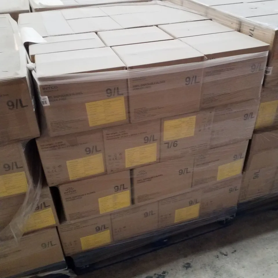 PALLET OF APPROXIMATELY 56 INTCO VINYL DISPOSABLE GLOVES 100PK BOXES - LARGE
