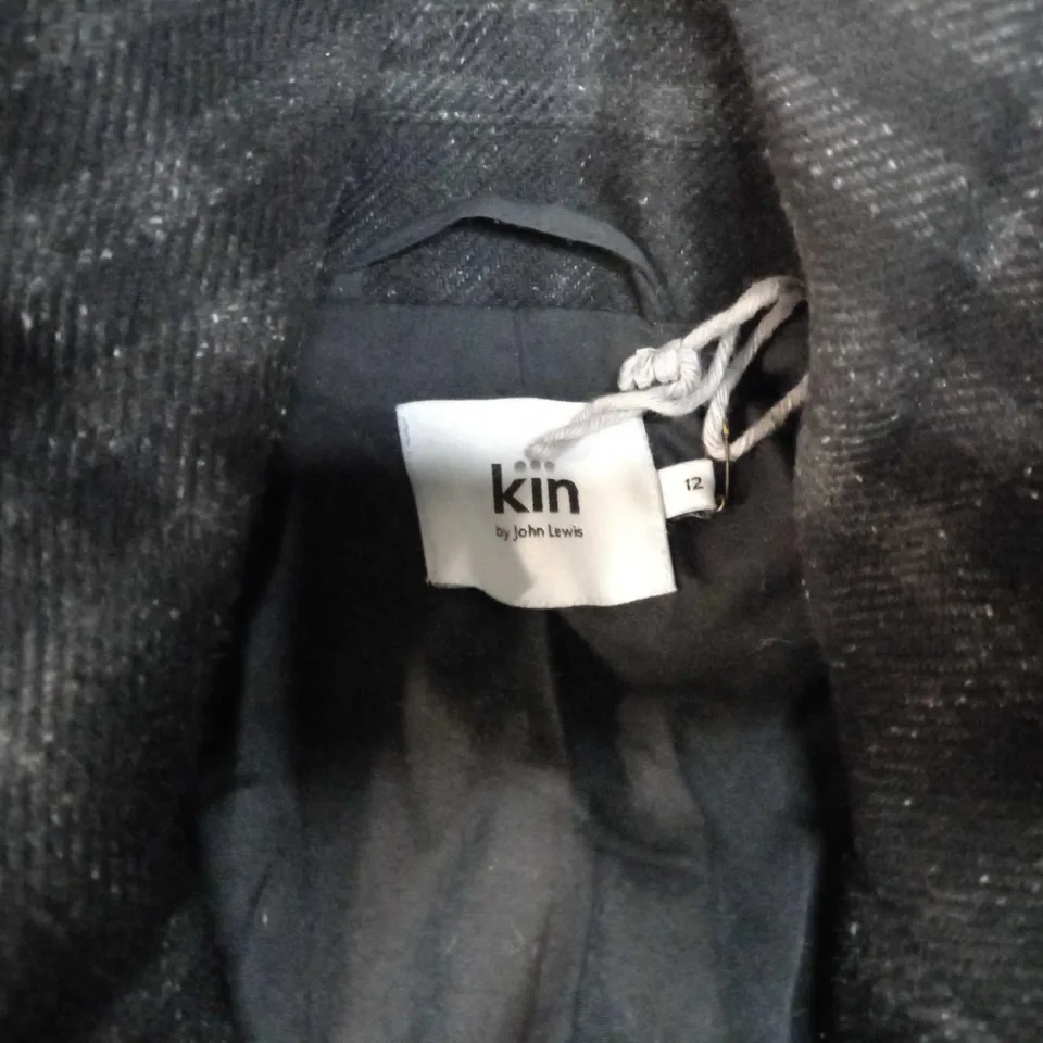 KIN BLACK/GREY BUTTON UP JACKET - SIZE 12