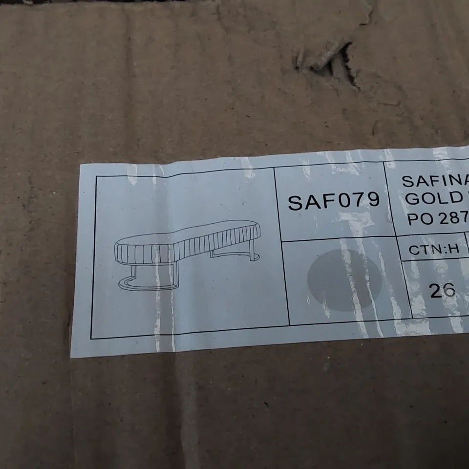 BOXED SAFINA STOOL IN GREY WITH GOLD LEGS (1 BOX)