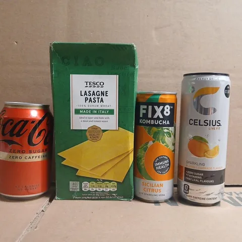 APPROXIMATELY 18 ASSORTED FOOD AND DRINK ITEMS TO INCLUDE COCA-COLA, LASAGNE PASTA, ETC