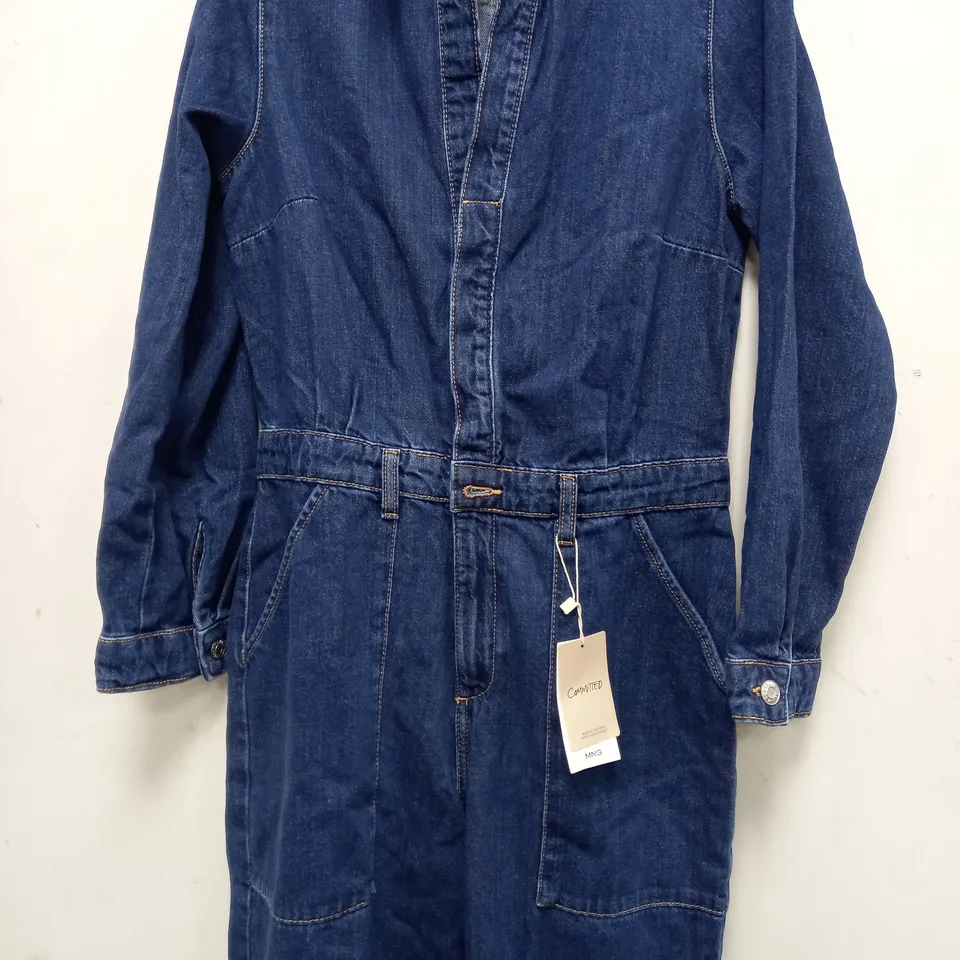 MANGO COMMITTED DENIM JUMPSUIT IN DARK BLUE - EU MEDIUM