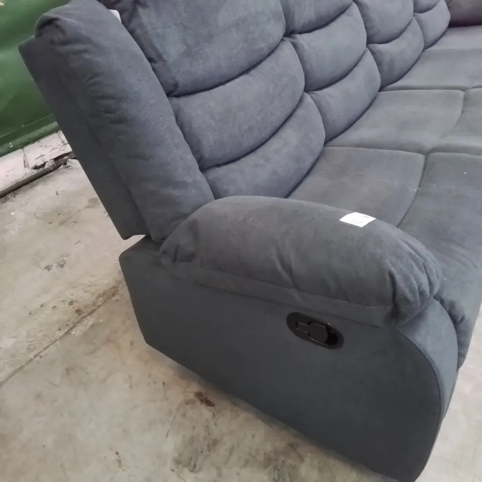 DESIGNER MANUAL RECLINING FOUR SEATER SOFA CHARCOAL FABRIC 