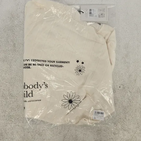 BAGGED NOBODY'S CHILD LONG SLEEVE POINTELLE CREW NECK TOP IN CREAM SIZE SMALL