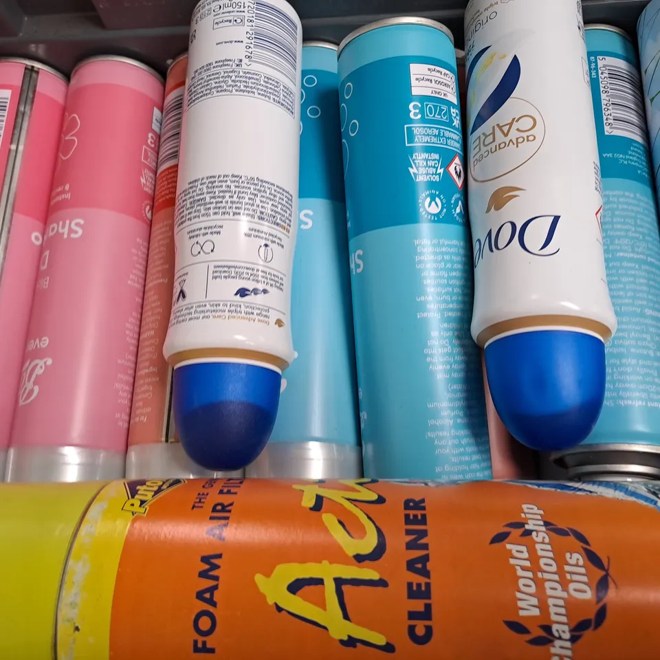 APPROXIMATELY 10 ASSORTED AEROSOL ITEMS IN INCLUDE SHAVE FOAM, DEODORANT, ANTI-PERSPIRANT, ETC - COLLECTION ONLY