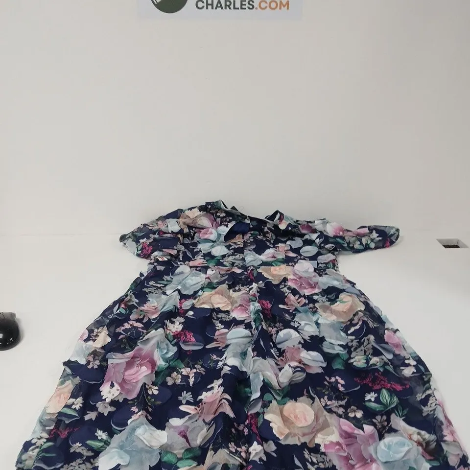 KALEIDOSCOPE - WOMEN'S FLORAL NAVY PRINT MIDI DRESS – UK 18