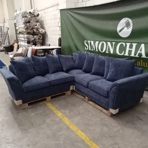 DURY FABRIC CORNER GROUP SCATTER BACK SOFA - BLUE