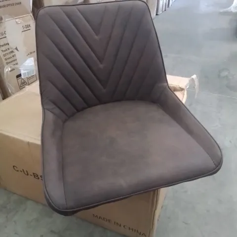 BOXED PAIR OF CHARCOAL BROWN SIDE/DINING CHAIRS 