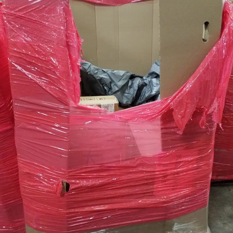 PALLET OF ASSORTED PRODUCTS INCLUDING BABYS PLAYPEN, MICRO CUT SHREDDER, BONNET DRYER, COFFEE TABLE 
