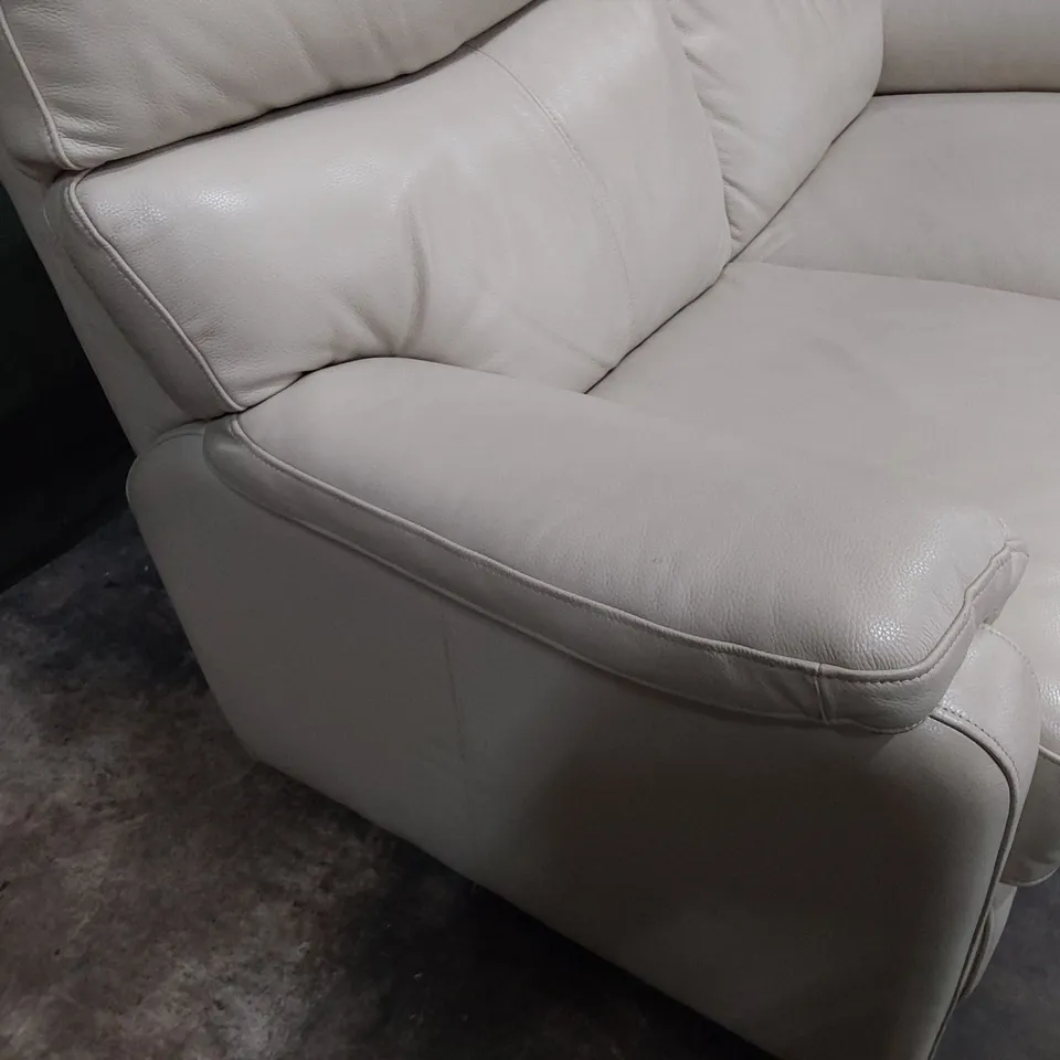 QUALITY DESIGNER TWO SEATER SOFA CREAM LEATHER 