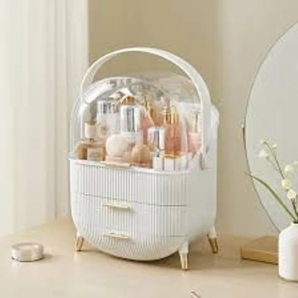 BOXED COSMETIC ORGANIZER  WHITE