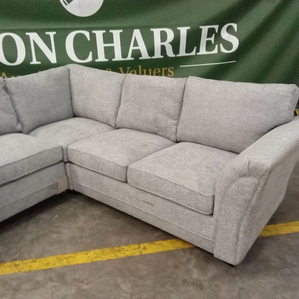DURY CHUNKY WEAVE STANDARD BACK CORNER GROUP SOFA - GREY RRP £1149