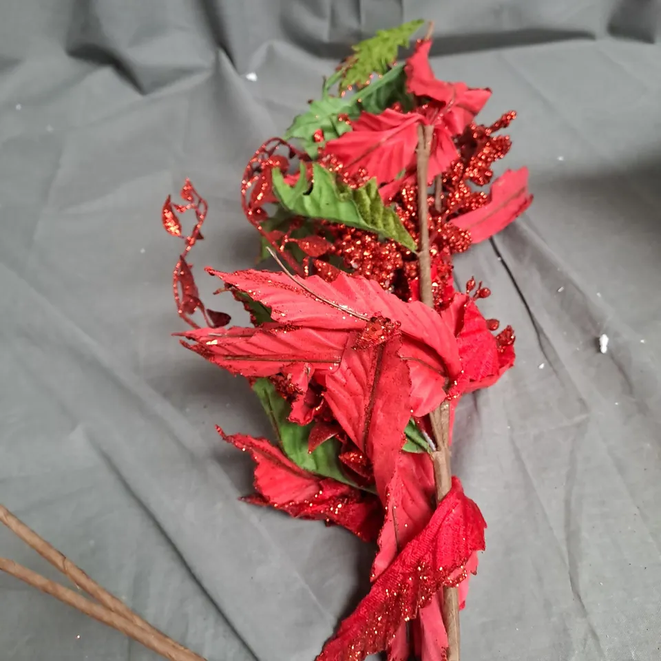 HOME REFLECTIONS SET OF 2 DOUBLE HEAD POINSETTA