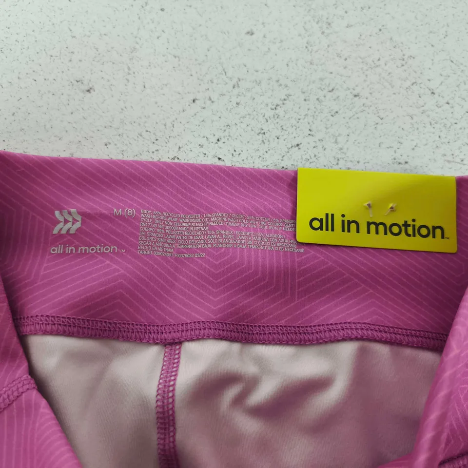 ALL IN MOTION WOMEN'S LEGGINGS - PINK GEOMETRIC PATTERN, UK 8 (M)