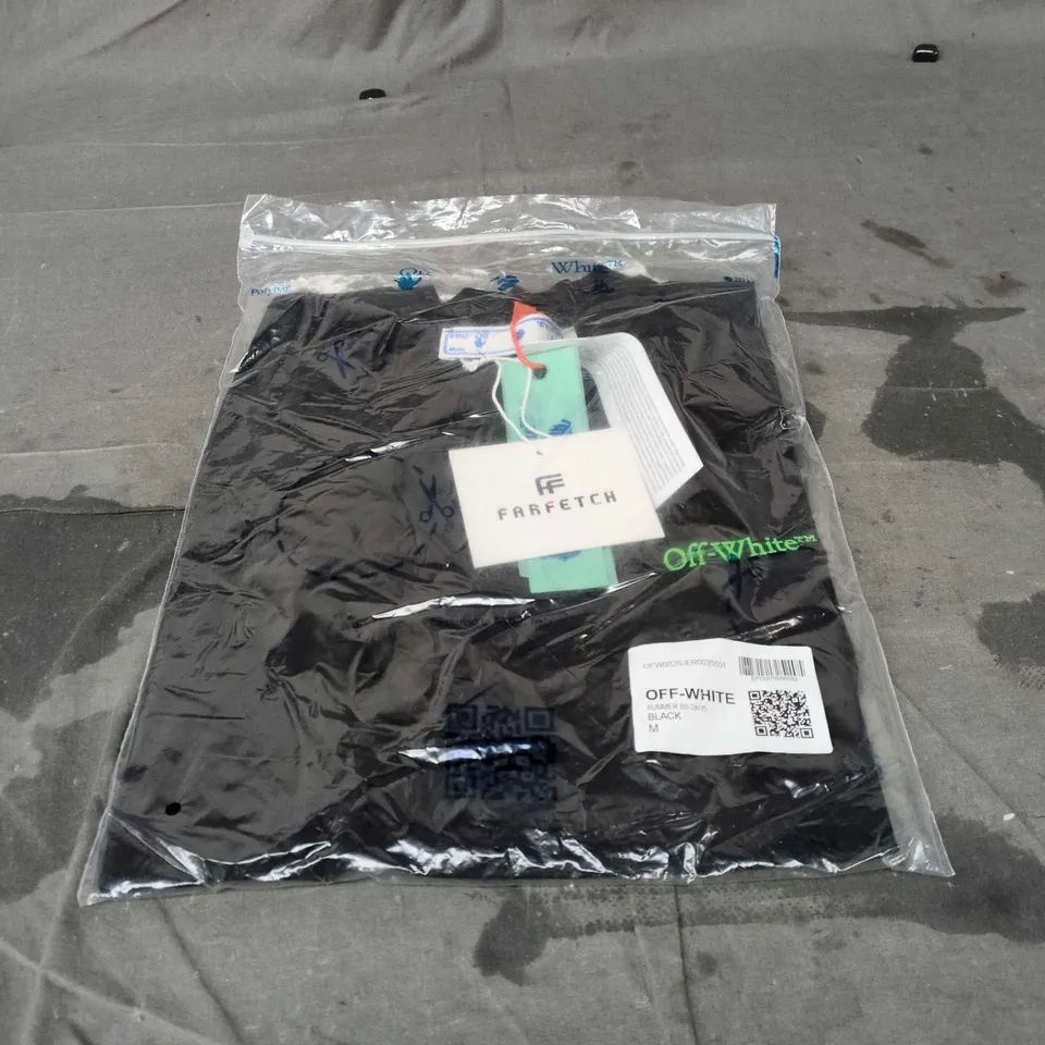 OFF WHITE FAR FETCH T SHIRT BLACK MEDIUM