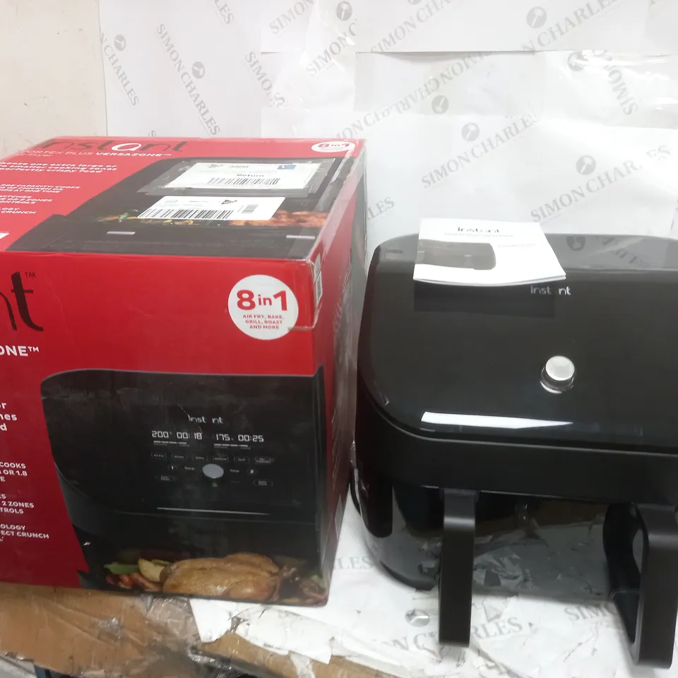 INSTANT VORTEX PLUS VERSAZONE AIR FRYER - MODEL AFB9002BK - WITH INSTRUCTIONS