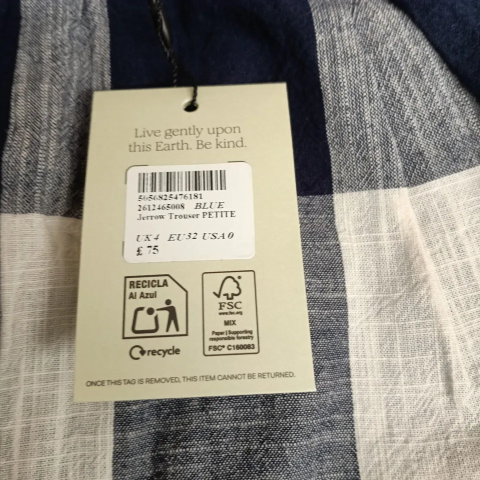 Jeron Blue Checked Trousers, Petite – UK 4 (EU 32)