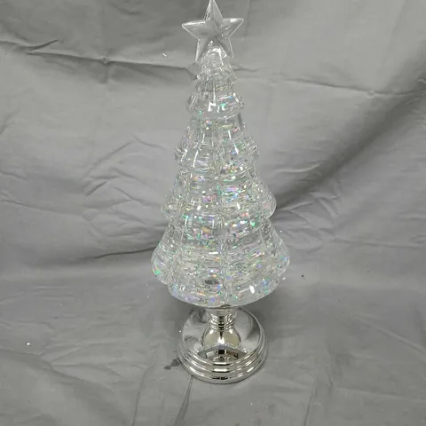 CRYSTAL CHRISTMAS TREE DECORATION ON CHROME BASE WITH STAR TOP