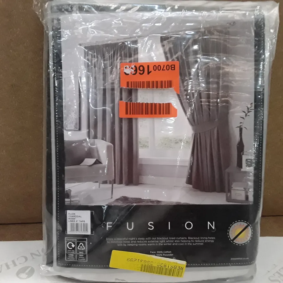 BRAND NEW FUSION FULLY LINED BLACKOUT  CURTAINS - 168CM X 137CM (CHARCOAL) 