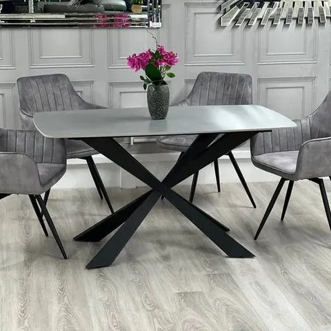 BOXED NEW YORK GREY STONE TOP DINING TABLE (2 BOXES)