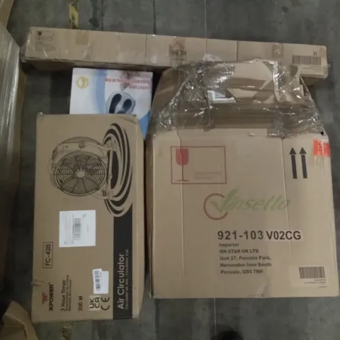 PALLET OF ASSORTED ITEMS INCLUDING XPOWER AIR CIRCULATOR, WARM FOOT BOTTOM CURE MASSAGER, HOMCOM, KOALA HUGS BABYCARE PILLOW