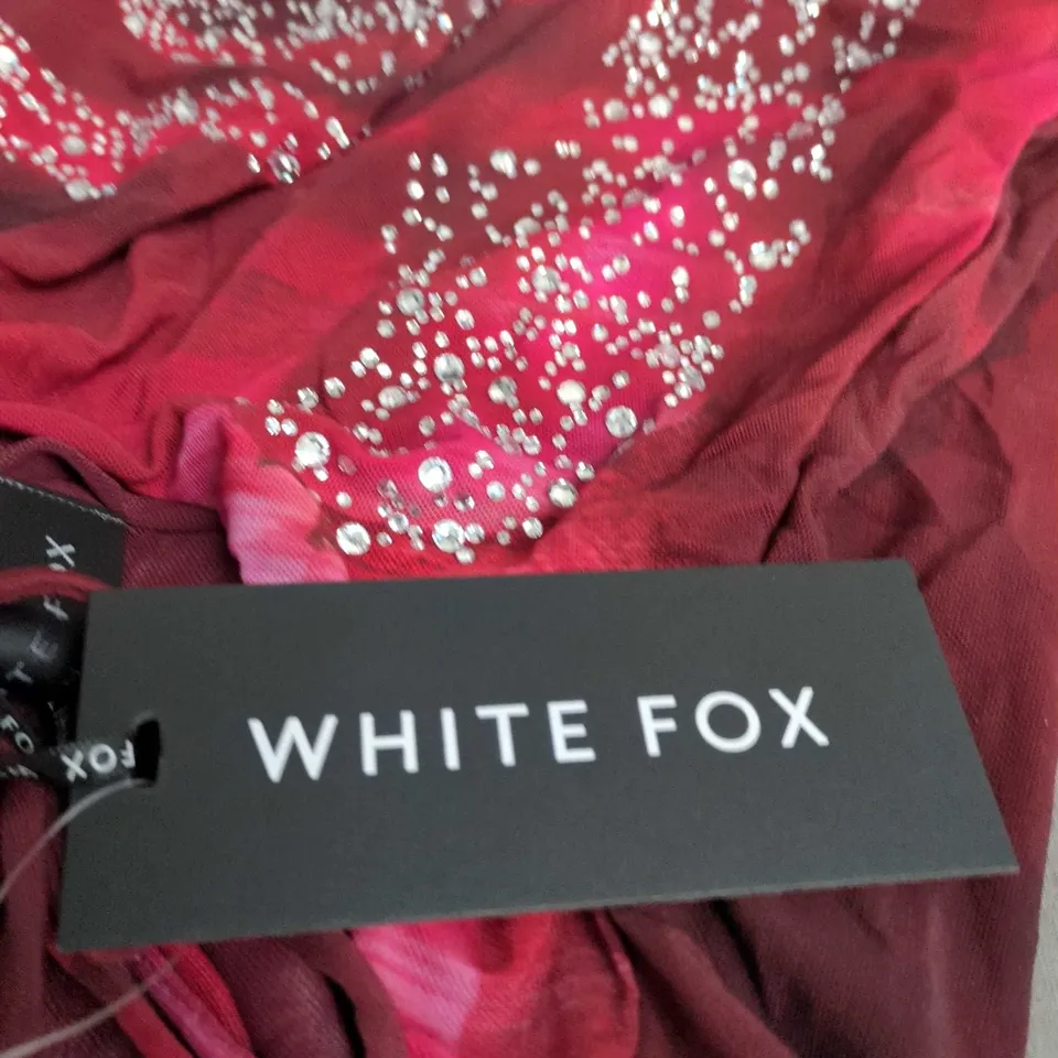 WHITE FOX WOMEN'S DRESS – PINK GRADIENT BEAD EMBELLISHMENT, SIZE M 