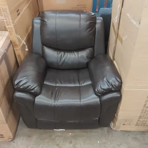 QUALITY DESIGNER FAUX LEATHER MANUAL RECLINER ARMCHAIR