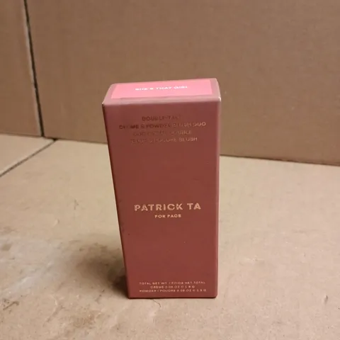 PATRICK TA MAJOR HEADLINES DOUBLE-TAKE CREAM AND POWDER BLUSH DUO IN SHADE 'SHES THAT GIRL'