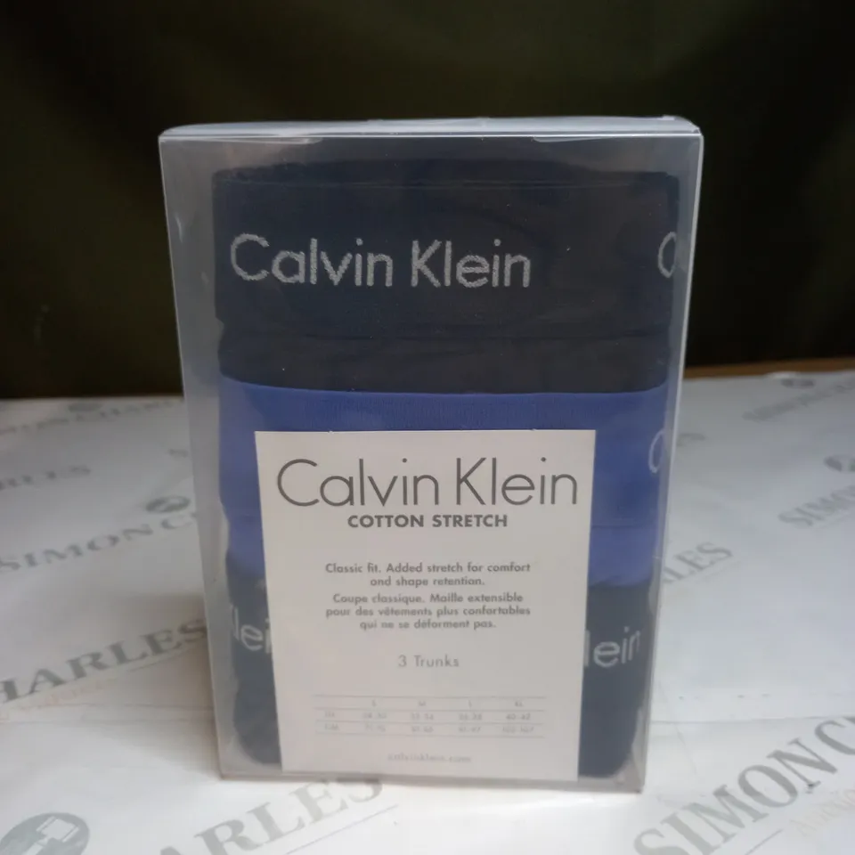 CALVIN KLEIN COTTON STRETCH TRUNKS X3 SIZE M
