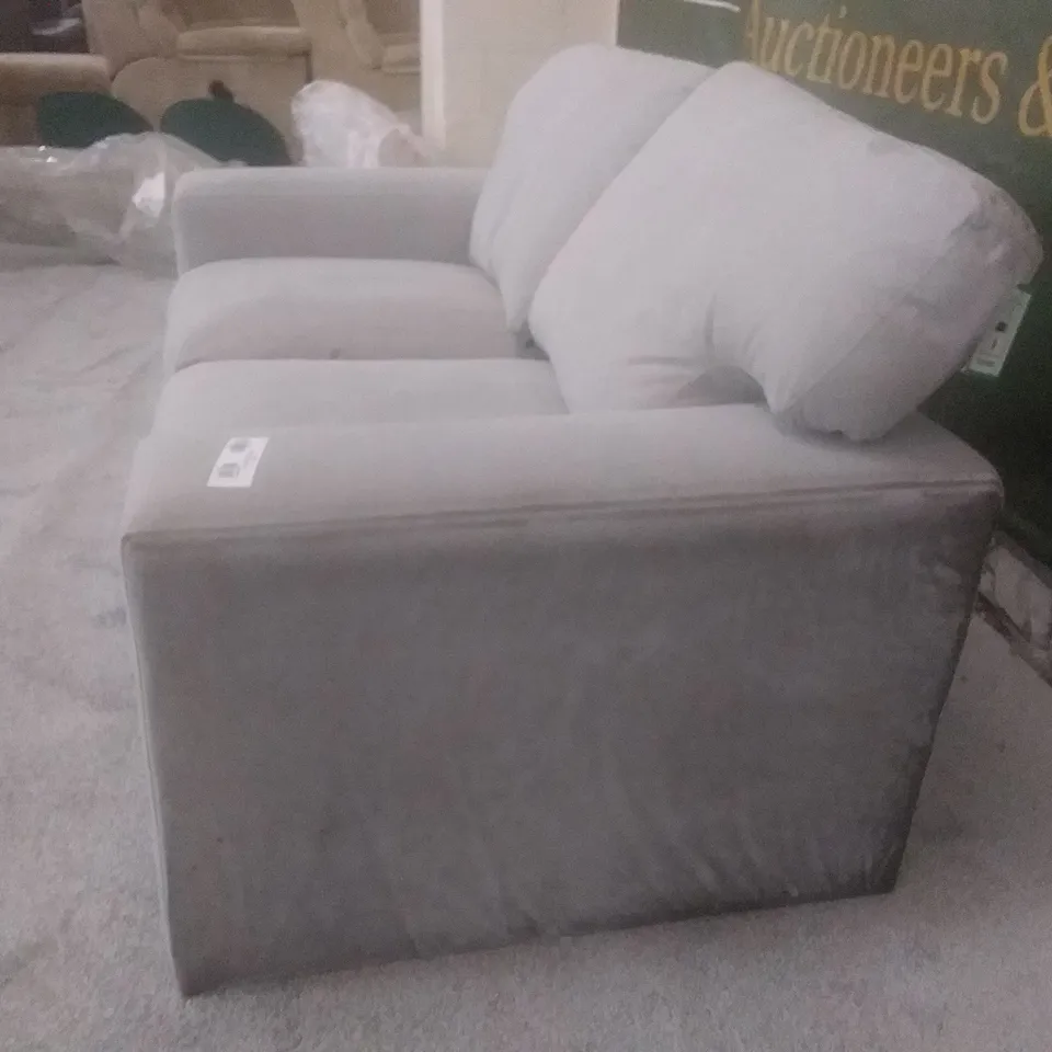 QUALITY DESIGNER CHATHAM 2 SEATER SOFA - DOVE GREY PLUSH FABRIC