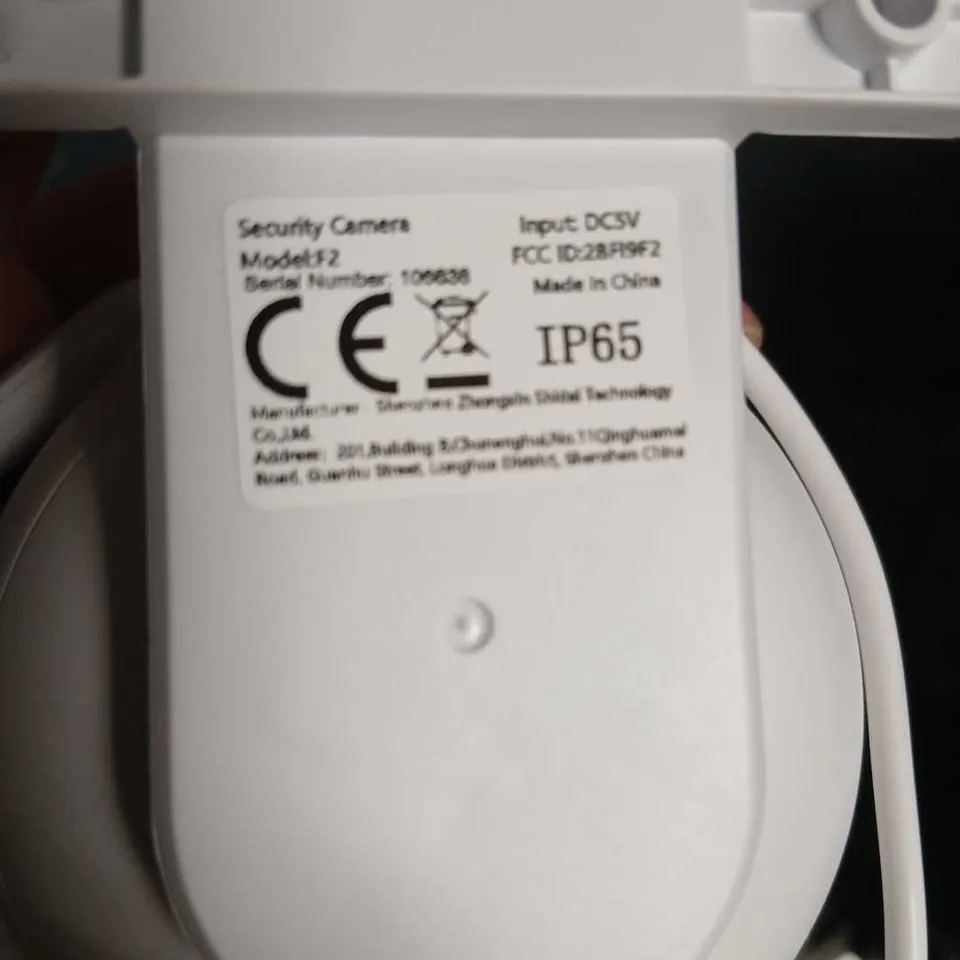 SECURITY CAMERA – MODEL F2, IP65, DC5V, WHITE