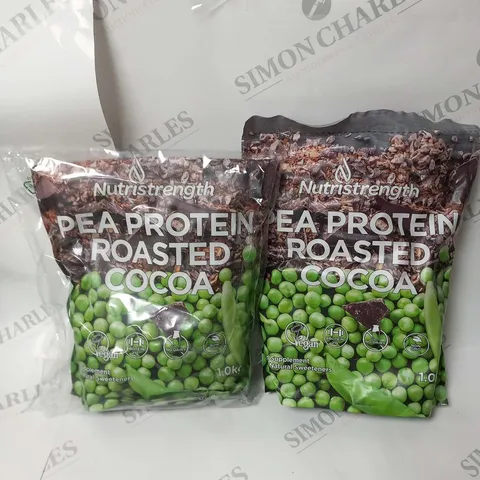 TWO BAGS OF NUTRISTRENGTH PAE PROTEIN ROASTED COCOA VEGAN 1KG BAGS