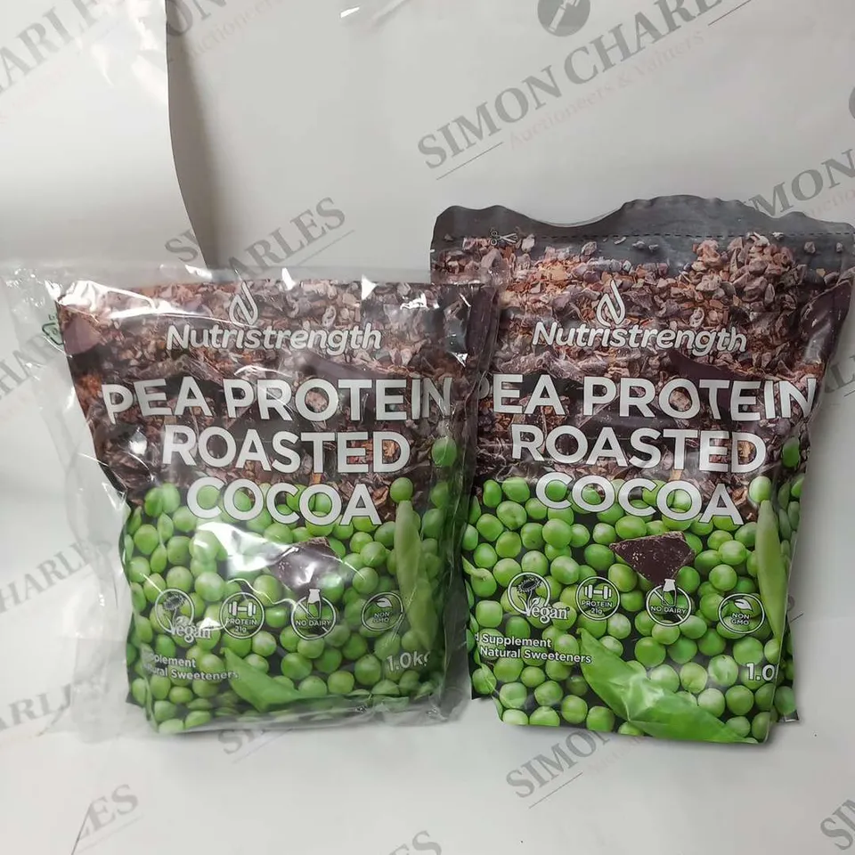 TWO BAGS OF NUTRISTRENGTH PAE PROTEIN ROASTED COCOA VEGAN 1KG BAGS