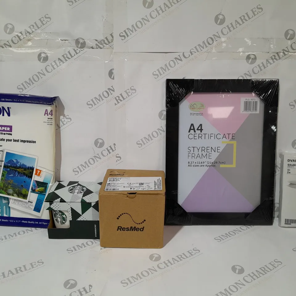 APPROXIMATELY 15 ASSORTED ITEMS TO INCLUDE - STARBUCKS MUG - A4 FRAME - DVALA 50X80 PILLOW CASE COVERS ECT