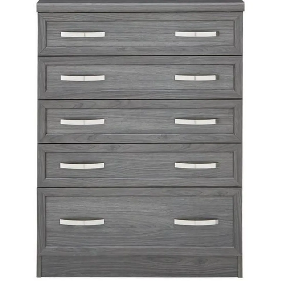 BOXED CAMBERLEY DARK OAK-EFFECT GRADUATED 5-DRAWER CHEST (1 BOX) - COLLECTION ONLY RRP £139.99