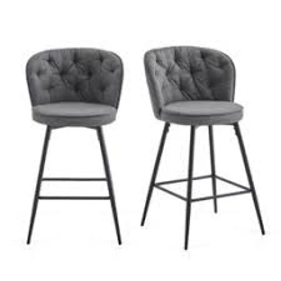 BOXED DESIGNER BIARRITZ BAR STOOL - STAINLESS STEEL FRAME WITH PU LEATHER GREY SEAT