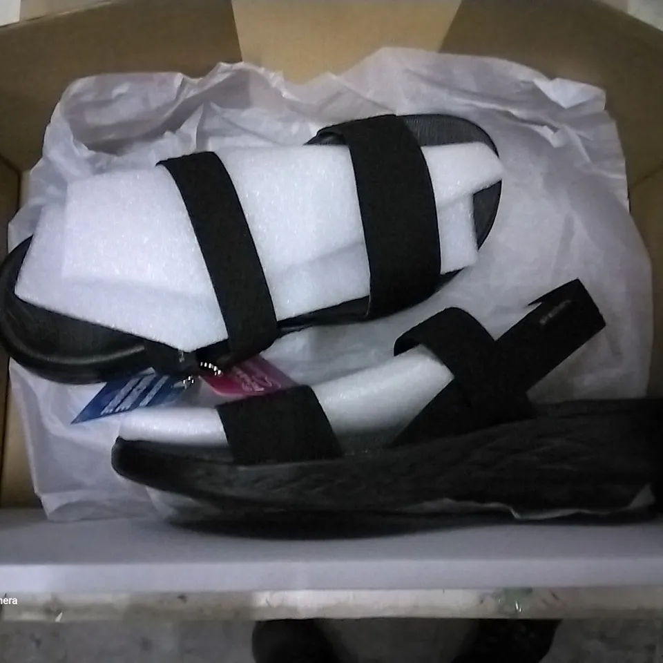 3 SHOE BOXES CONTAINING SIZE 6 SKECHERS ON THE GO SANDAL BLACK