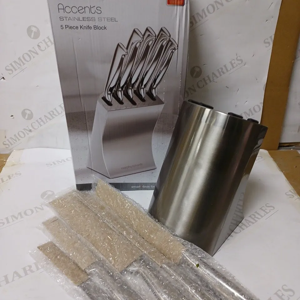 MORPHY RICHARDS ACCENTS STAINLESS STEEL KNIFE BLOCK