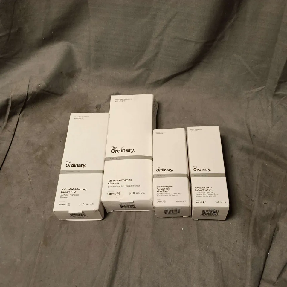 4 X THE ORDINARY PRODUCTS TO INCLUDE FOAMING CLEANSER, EXFOLIATING TONER ETC