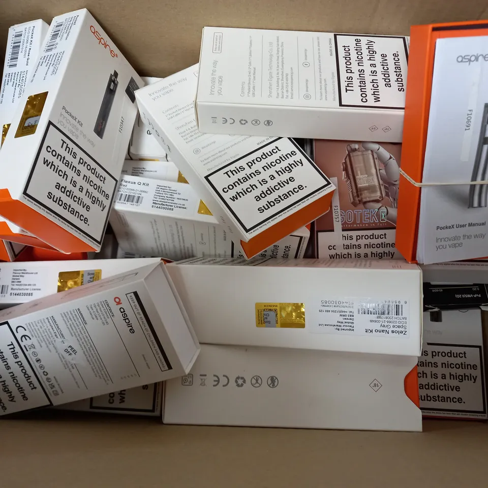 BOX OF APPROXIMATELY 20 ASSORTED E-CIGARETTES