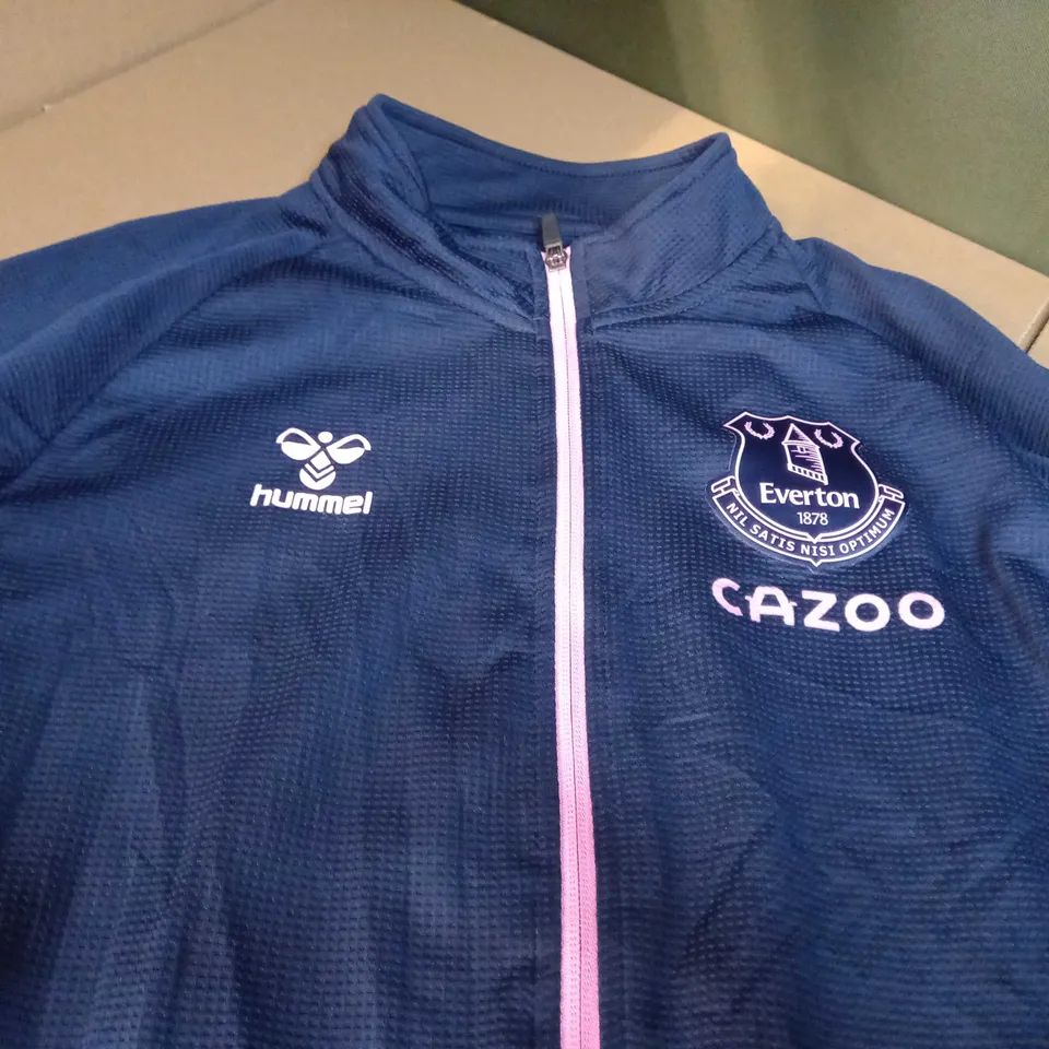 EVERTON NAVY/PINK LOGO FOOTBALL TRACK JACKET - LARGE