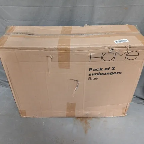 BOXED HOME PACK OF 2 SUNLOUNGERS IN BLUE - COLLECTION ONLY