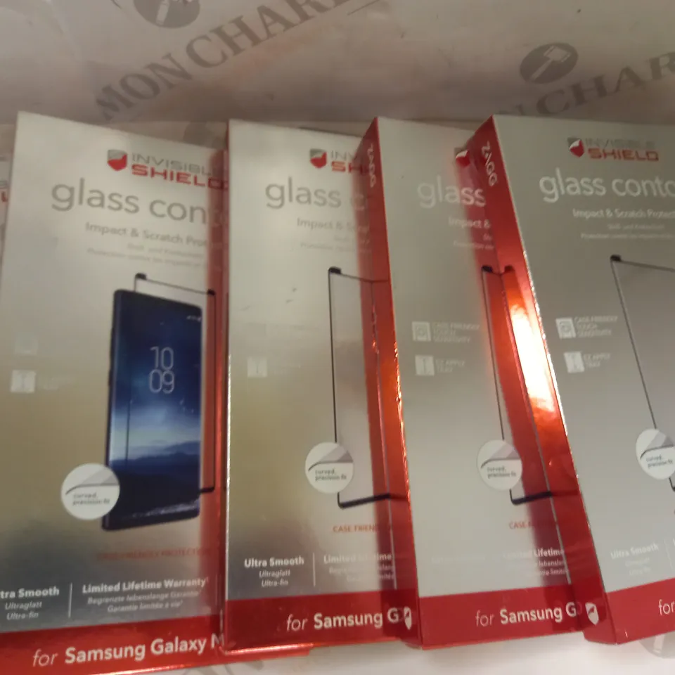 LOT OF APPROXIMATELY 5 ASSORTED INVISIBLE SHIELD GLASS CONTOUR IMPACT & SCRATCH PROTECTION FOR SAMSUNG GALAXY NOTE 8