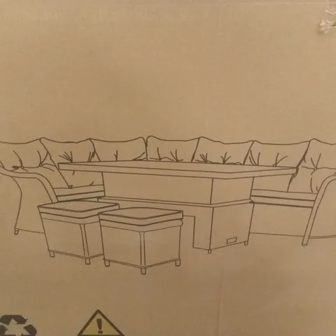 BOXED FLORIDA OUTDOOR CORNER SOFA AND STOOLS // TABLE MISSING (1 BOX)