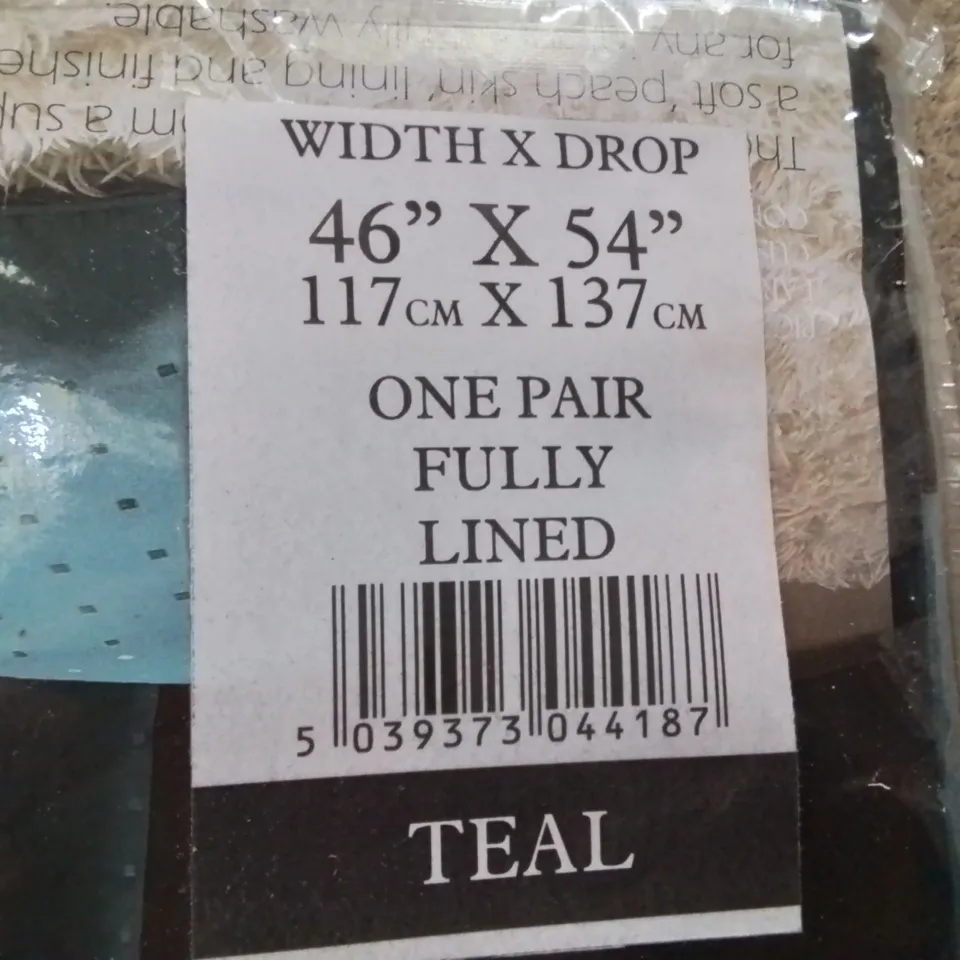 BAGGED MADISON 46" X 45" FULLED LINED CURTAINS -TEAL-